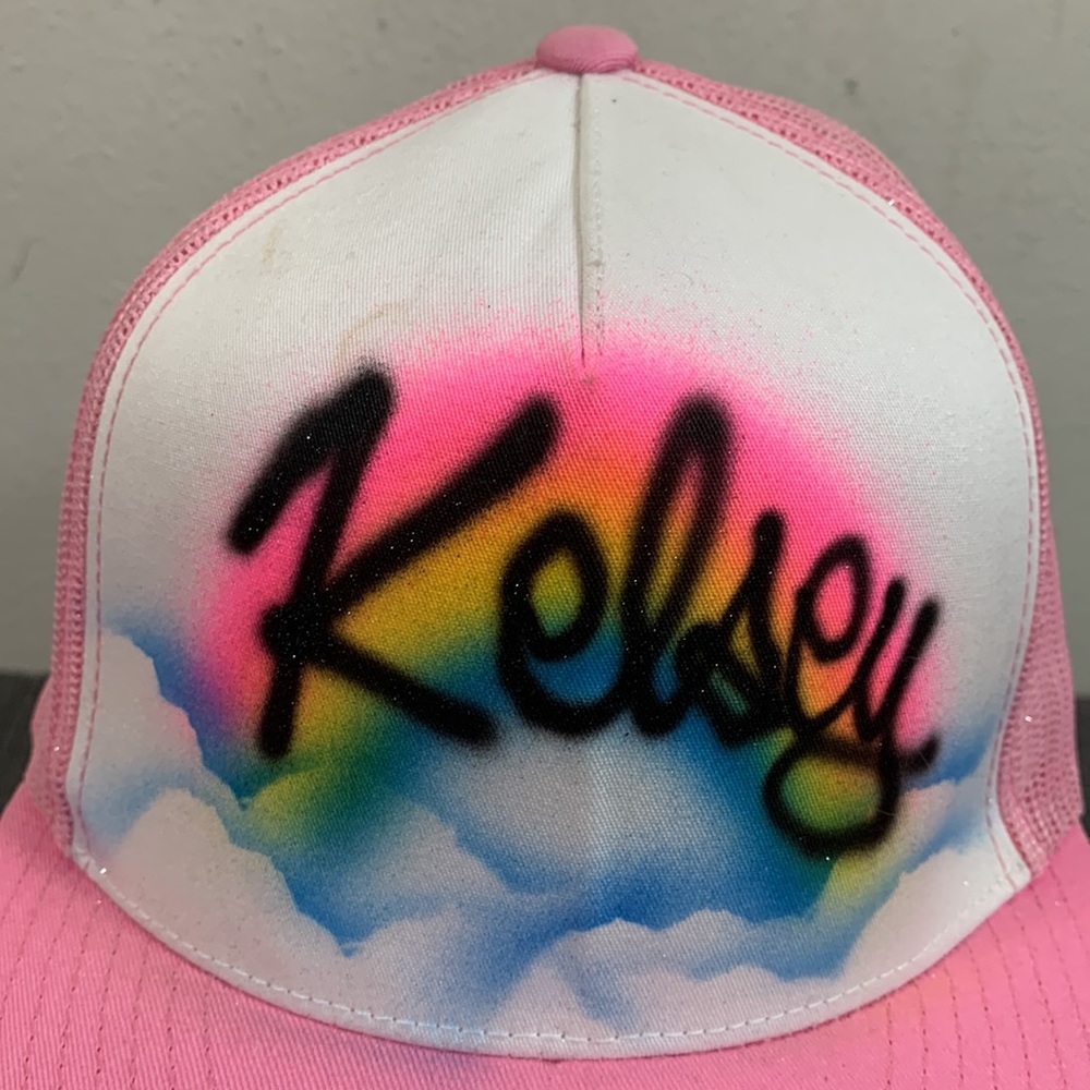 The Classics Yupoong Trucker Hat Womens Adjustable Kelsey Spray Painted Snapback - Picture 3 of 16